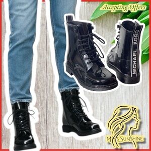 Michael Michael Kors - Sz 7 - laquered black ankle boots punk alternative gothic